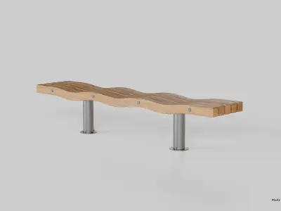 SERPENTINE FIVE SLAT BENCH AND SEAT 3D model