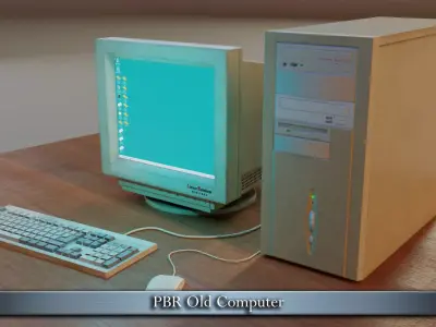 PBR Old Computer Low-poly 3D model