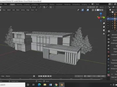 Modern house model exterior Free low-poly 3D model