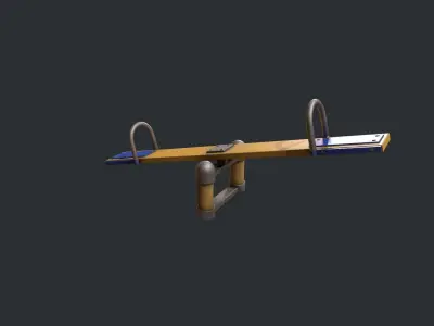 Playground Seesaw - Yellow Low-poly 3D model