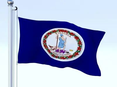 Animated Virginia Flag Low-poly 3D model