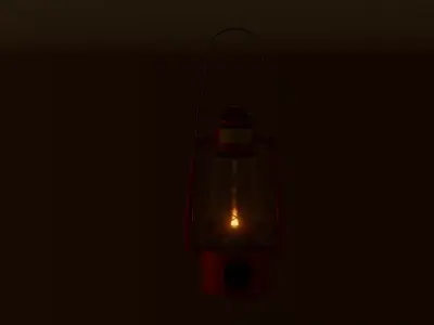 Red portable kerosene lamp 3D model