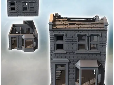 Tiled-roof house with bay window on the ground floor and a large 3D print model buy