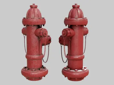 Fire Hydrant Low Poly 1A Low-poly 3D model
