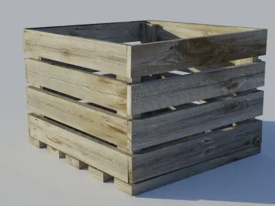 Simple Wooden Open-style Crate With Gaps Low-poly 3D model