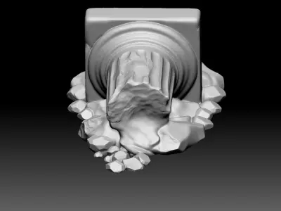 Ancient Broken Column Fantasy Ruins STL Model 3D print model