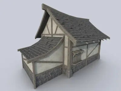 Medieval house Low-poly 3D model 24