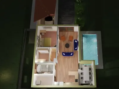 3D MODEL PLAN LAYOUT TOP VIEW HOUSE PLAN INTERIOR 3D model