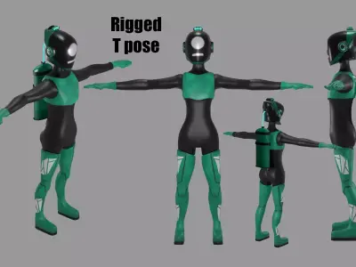 Cyberpunk Robot Low-poly 3D model