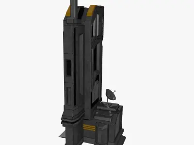 Low-poly Sci-fi Tower Building Low-poly 3D model