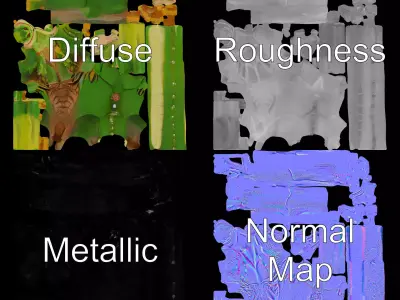 Green Reptilian Alien model pack Low-poly 3D model