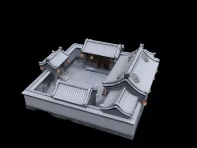  courtyard snow scenery 3D model