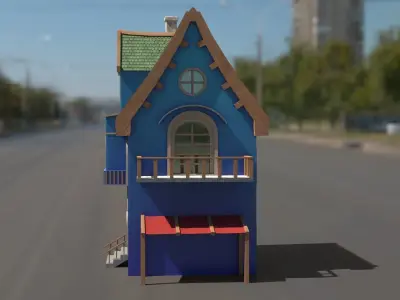 Cartoon house 3D model Low-poly 3D model