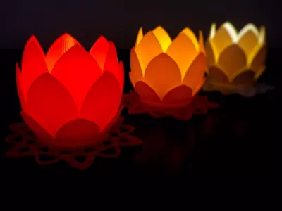Lotus Flower Tea Light Holder 3D print model