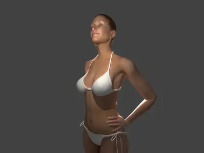 Rigged Realistic Female Character with Bikini 3D model