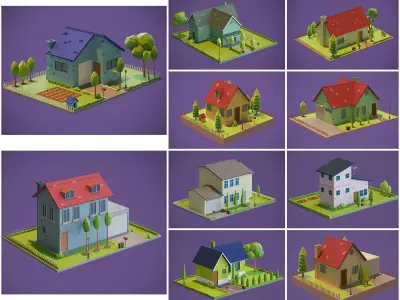 Cartoon Houses Collection 01 3D model