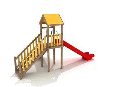 3D model Wooden Playground 3D model