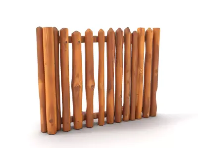 Rustic Wooden Fence model pack Low-poly 3D model