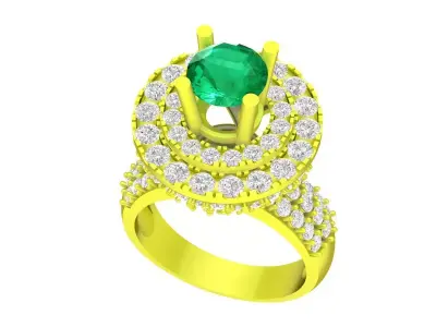 Luxury Double Halo Round Emerald Ring for Women 5682 3D print model