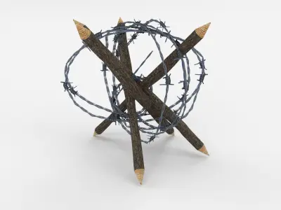 Lowpoly Barb Wire Obstacle Low-poly 3D model