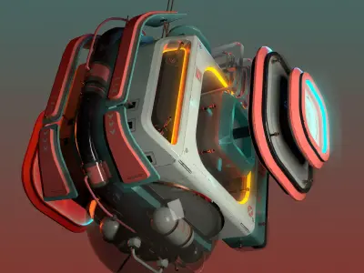 Cuboid futuristic device Low-poly 3D model