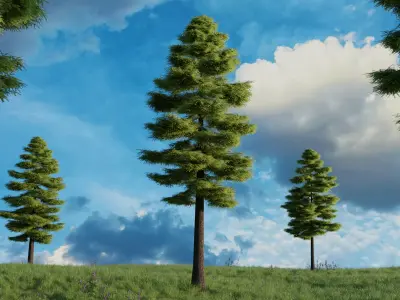 Nature Scene with Realistic Pine Tree 3D model