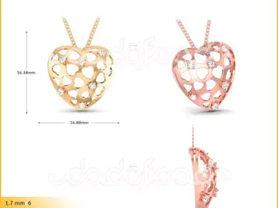 light weight yellow gold  diamond pendent -DOC-P8184 3D print model