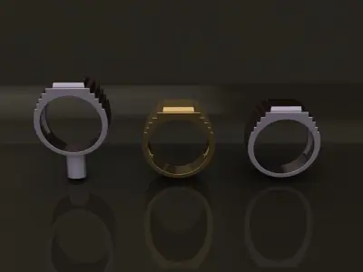 Signet Men Step Band Ring Mix Sizes 5 6 7 8 9 10 3D print model