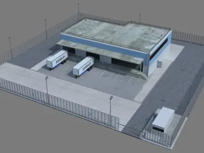 Warehouse Low-poly 3D model 15