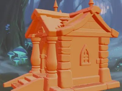 Stylized Fantasy Woodland Cottage House Printable Free 3D print model