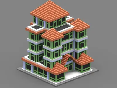 House Voxel - 25 Low-poly 3D model