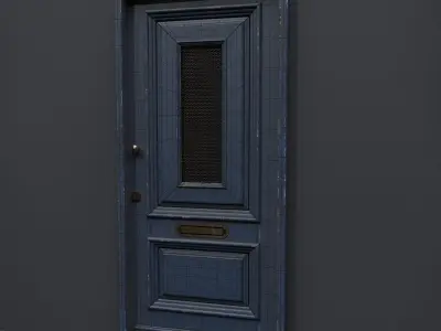 Front Door with Blue Paint 3D model