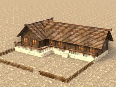 Game-ready fantasy medieval home Low-poly 3D model