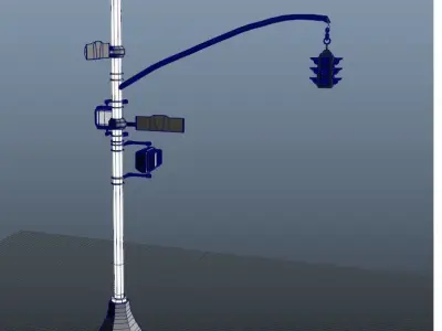 Stop Traffic Light Pole with Changing Lights  Free low-poly 3D model