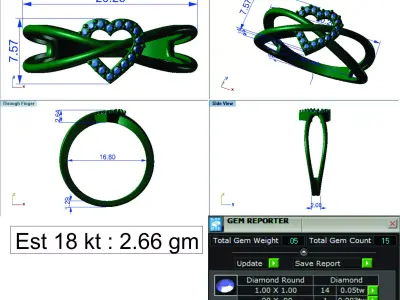 Light Weight Gold Diamond Ring DOC-R8433 3D print model