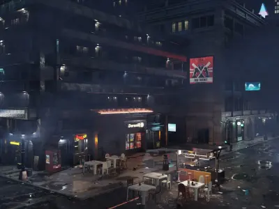 ULTRA Detailled Cyberpunk City Street Scene - Huge Map - Blender Textured - Retro Sci-Fi 