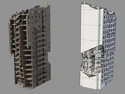 Post Apocalyptic Ruined City 3D Model Pack