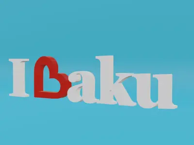 I Love Baku 3D Model - Famous Azerbaijan Landmark Free low-poly 3D model