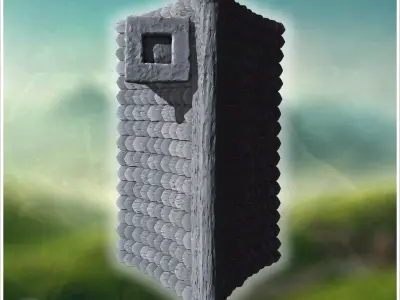 Stone house with arched windows detailed brickwork and steep til 3D print model