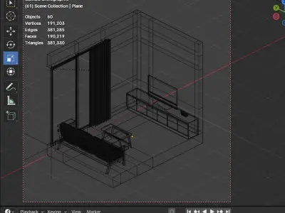 Isometric Living Room 3D Render illustration 3D model