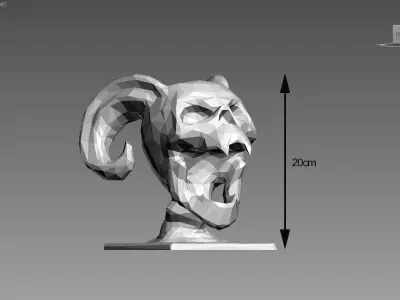 Skull dragon horns low-poly  scream Headphone Stand Cyborg  3D print model