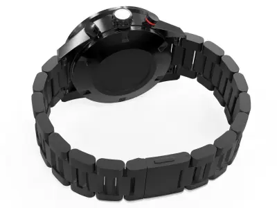  Black Steel Chronograph Watch With Tachymeter 