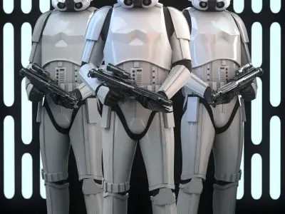 Stormtrooper Realistic 3D Model Low Poly from star wars force... Low-poly 3D model