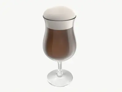 Beer glass with foam 01 3D model