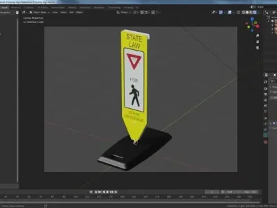 Pedestrian Crossing Sign Low-poly 3D model