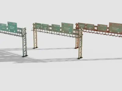 highway bypass with 4k pbr textures clean dirty rusty Low-poly 3D model
