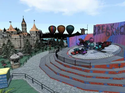Big amusement Park - carousels and entertainment 3D model