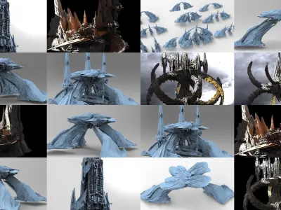 Mining Colony Fantasy Sci-Fi collection 1 3D Model Pack