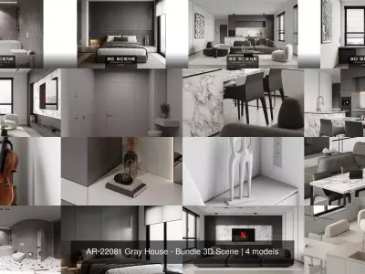 AR-22081 Gray House - Bundle 3D Scene 3D Model Pack