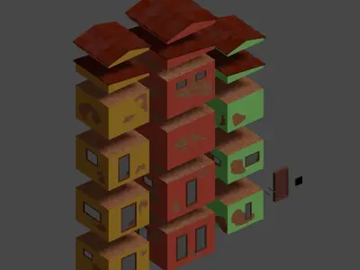 Modular low-poly houses Free low-poly 3D model